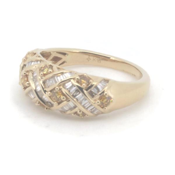 GSTV Diamond Ring with Colored Stone in K18 Yellow Gold - Size 15, Diamond 0.50ct, Colored Stone 0.35ct for Women