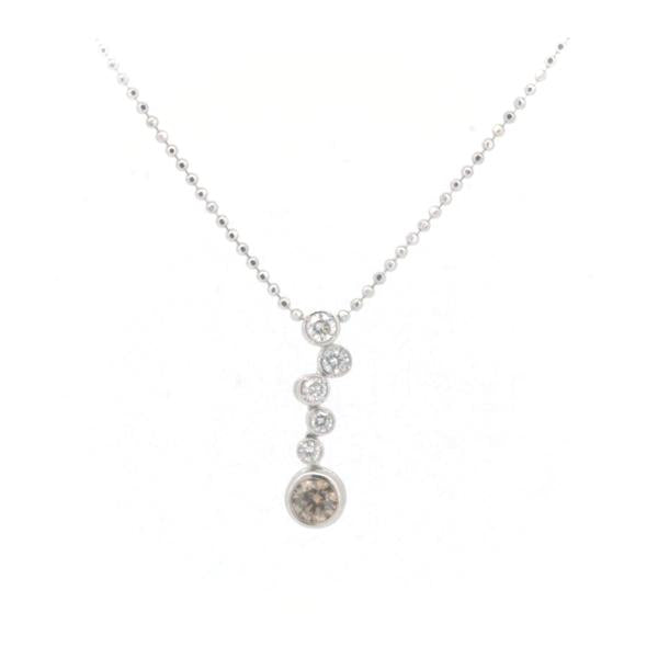 KASHIKEY Bezel Diamond 0.31ct & 0.20ct Necklace in Silver, Platinum PT900 & PT850 for Ladies