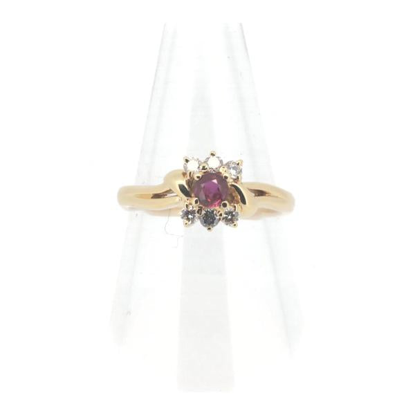 POLA Ruby Diamond Ring 0.26ct Ruby & 0.18ct Diamond in 18K Yellow Gold (Size 13.5) for Women - Pre-owned