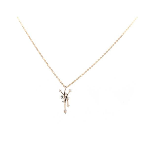 Star Jewelry Diamond Necklace, 0.08ct, K18 Pink Gold, Diamond 0.08ct, Gold, Women's - Used