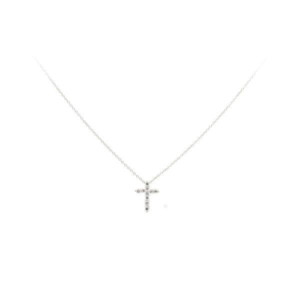 Ponte Vecchio Diamond Cross Necklace, 0.30ct, K18 White Gold, For Women, Preloved