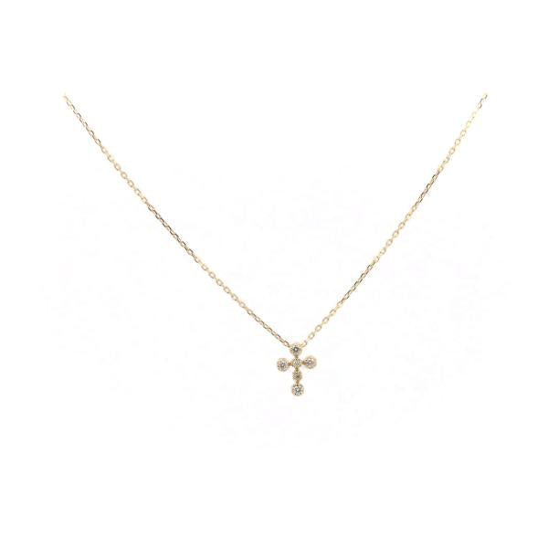 "Star Jewelry Cross 0.10ct Diamond Necklace, K18 Yellow Gold & Diamond Women's Gold Necklace"
