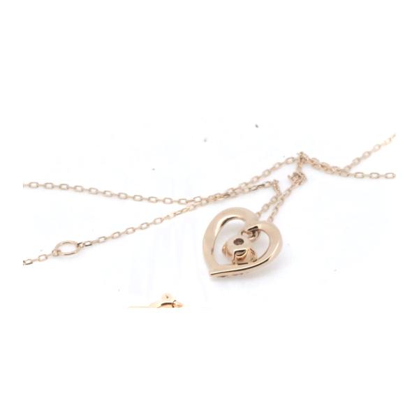 Canal 4℃ Heart Motif Diamond Necklace, K18 Pink Gold for Women - Preloved in Great Condition