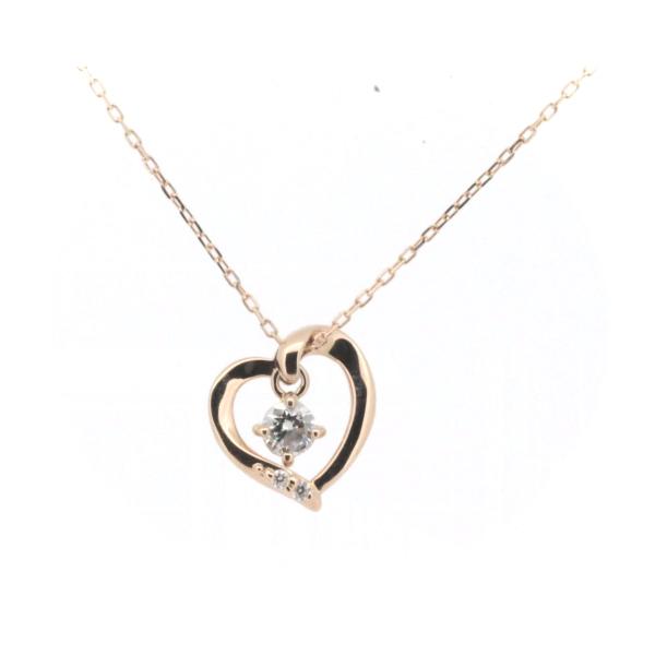 Canal 4℃ Heart Motif Diamond Necklace, K18 Pink Gold for Women - Preloved in Great Condition