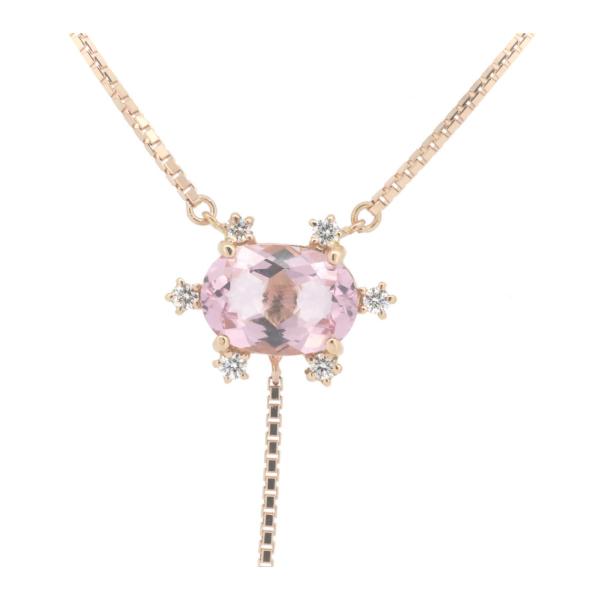 KARATI Morganite, Pink Sapphire & Diamond Necklace, MO22.35ct, SP0.44ct, D0.14ct, K18 Pink Gold for Women - Preloved in Great Condition