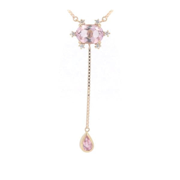 KARATI Morganite, Pink Sapphire & Diamond Necklace, MO22.35ct, SP0.44ct, D0.14ct, K18 Pink Gold for Women - Preloved in Great Condition