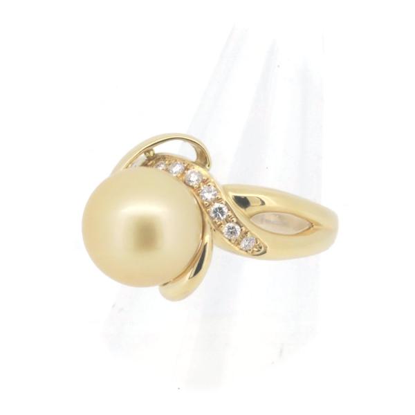 Golden Pearl Diamond Ring 0.22ct K18YG 15 in Great Condition