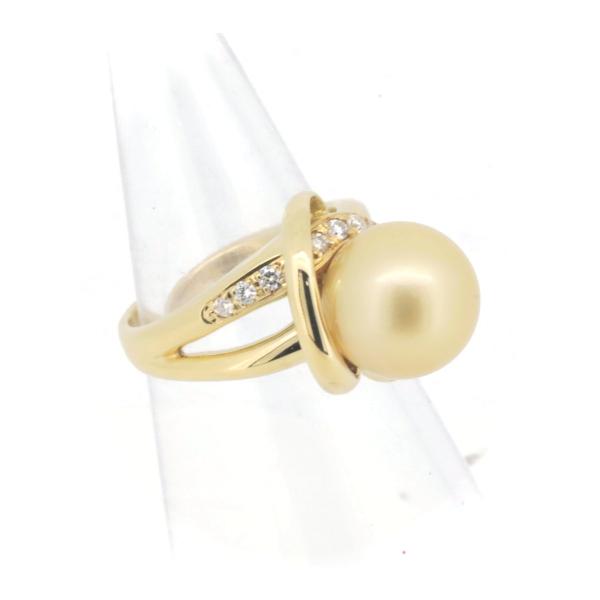 Golden Pearl Diamond Ring 0.22ct K18YG 15 in Great Condition