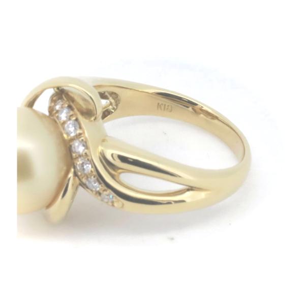 Golden Pearl Diamond Ring 0.22ct K18YG 15 in Great Condition