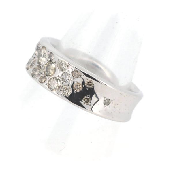 Kashikey Melange Diamond Ring, Size 15.5, 1.00ct in K18 White Gold, Preowned Men's Silver Jewelry in Great Condition