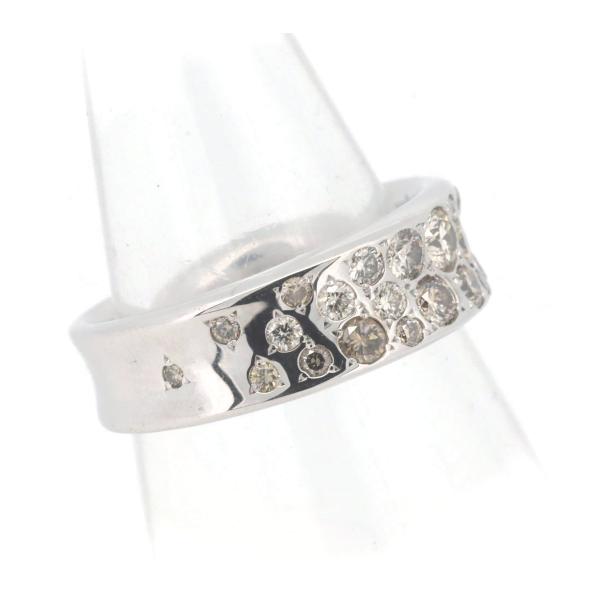 Kashikey Melange Diamond Ring, Size 15.5, 1.00ct in K18 White Gold, Preowned Men's Silver Jewelry in Great Condition