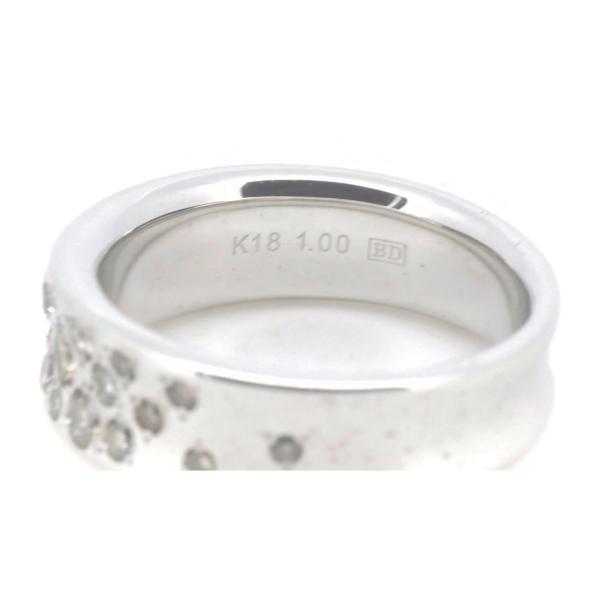 Kashikey Melange Diamond Ring, Size 15.5, 1.00ct in K18 White Gold, Preowned Men's Silver Jewelry in Great Condition