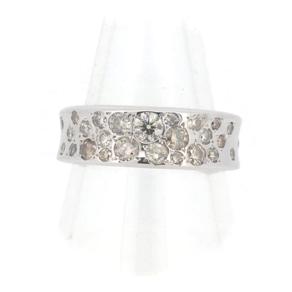 Kashikey Melange Diamond Ring, Size 15.5, 1.00ct in K18 White Gold, Preowned Men's Silver Jewelry in Great Condition