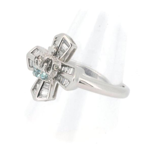 [LuxUness]  Masumikasahara Tourmaline and Diamond Cross Motif Ring in 18K White Gold, Size 11  in Excellent condition