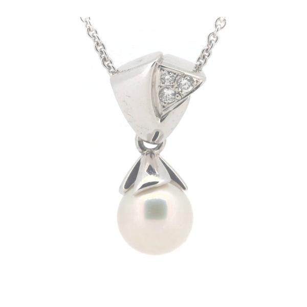 Mikimoto 18K Pearl Diamond Necklace Metal in Excellent condition