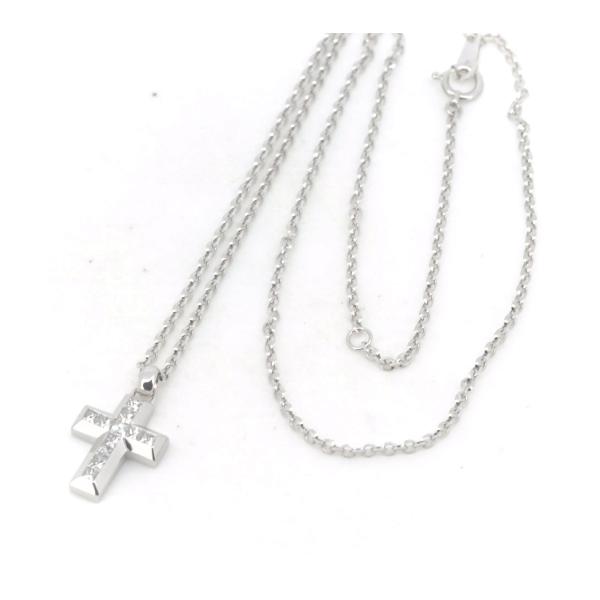 Vandome Aoyama 0.55ct Diamond Cross Necklace, K18 White Gold for Women, Preloved  in Great Condition