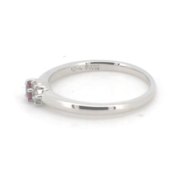 Star Jewelry Platinum PT950 Ring with 0.03ct Diamond and Ruby, Size 10, Ladies' Silver Ring