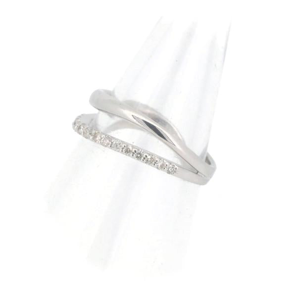 [LuxUness]  Vandome Aoyama Diamond Ring Size 7, 0.15ct, K18 White Gold, Ladies' Silver Jewelry, Pre-Owned in Excellent condition