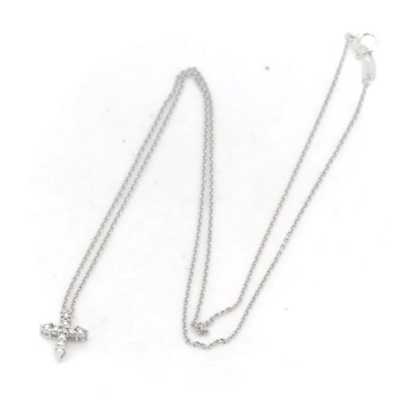 Star Jewelry Diamond Cross Necklace 0.08ct, K18 White Gold for Women