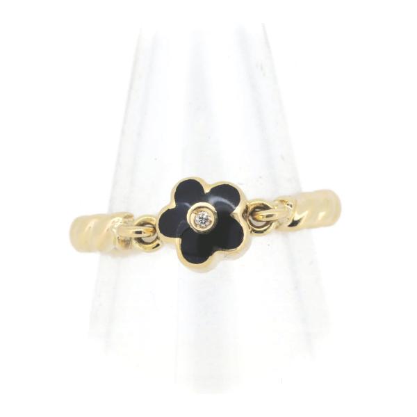 Other 18k Gold Diamond Enamel Flower Ring Metal Ring in Excellent condition