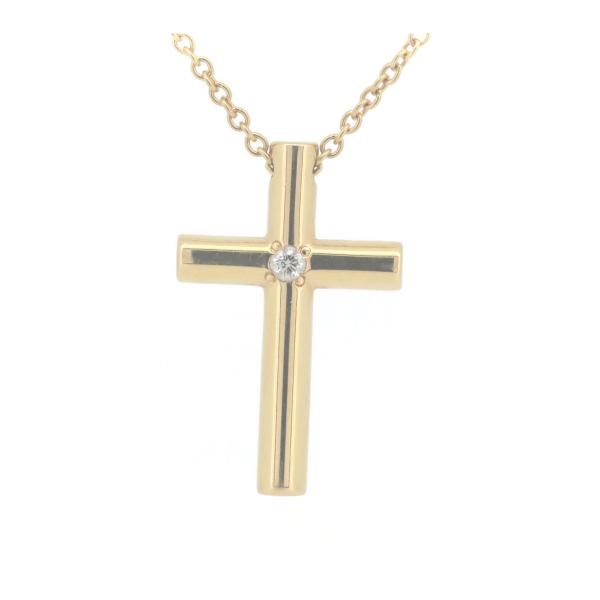 Tiffany & Co 18k Gold Diamond Cross Pendant  Metal Necklace in Excellent condition