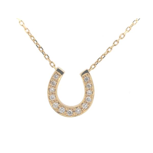 18k Gold Diamond Horseshoe Pendant Necklace in Great Condition