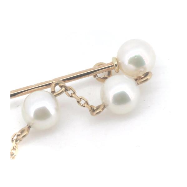 Mikimoto 14k Gold Pearl Chain Brooch Metal Brooch in Excellent condition