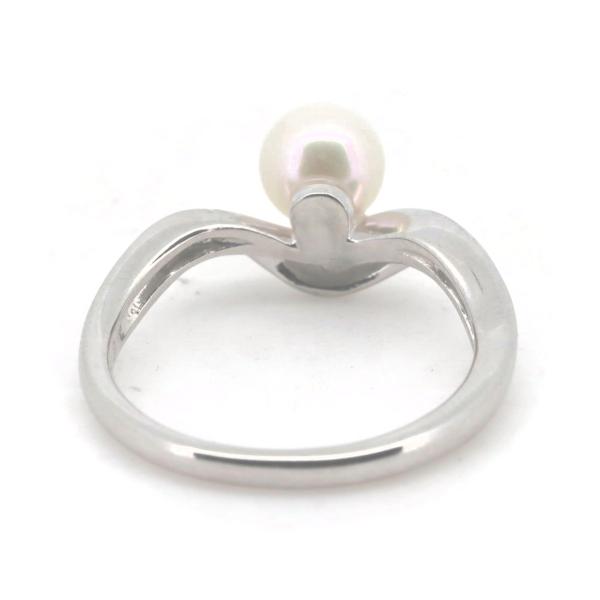 Tasaki PT900 Platinum Pearl Diamond Ring 11.5 in Great Condition