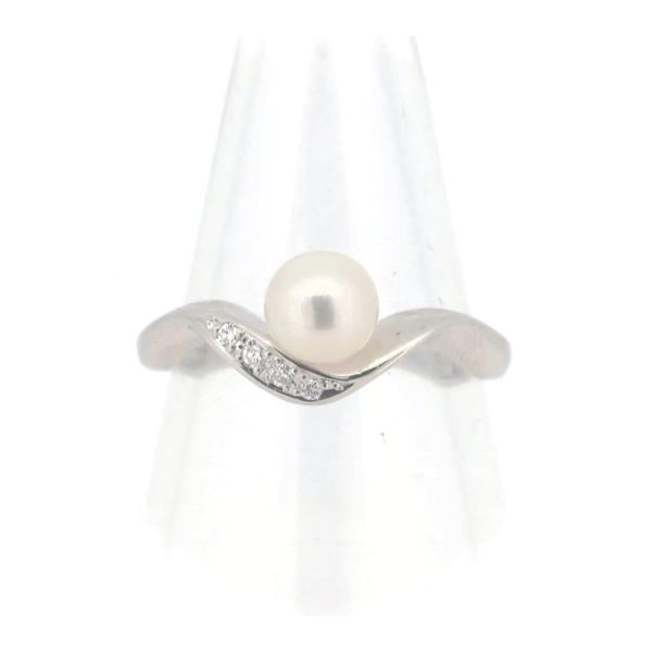 Tasaki PT900 Platinum Pearl Diamond Ring 11.5 in Great Condition