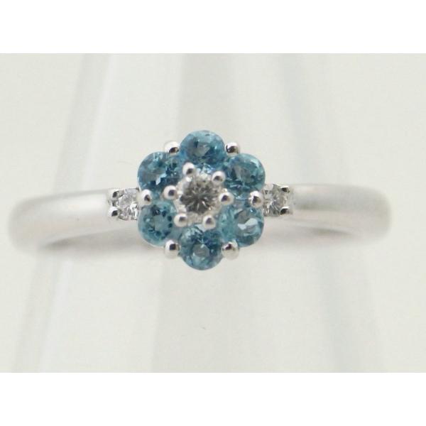 STAR JEWELRY Ladies' Ring featuring Blue Stone and Diamond, Size 10, K18WG White Gold [Pre-owned] in Great Condition