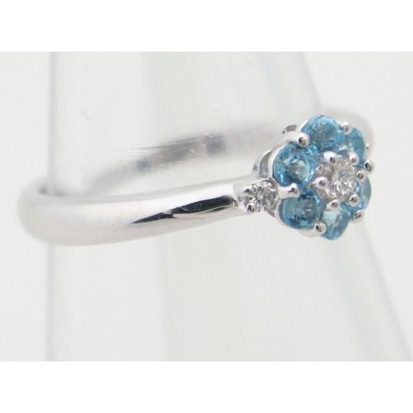 STAR JEWELRY Ladies' Ring featuring Blue Stone and Diamond, Size 10, K18WG White Gold [Pre-owned] in Great Condition