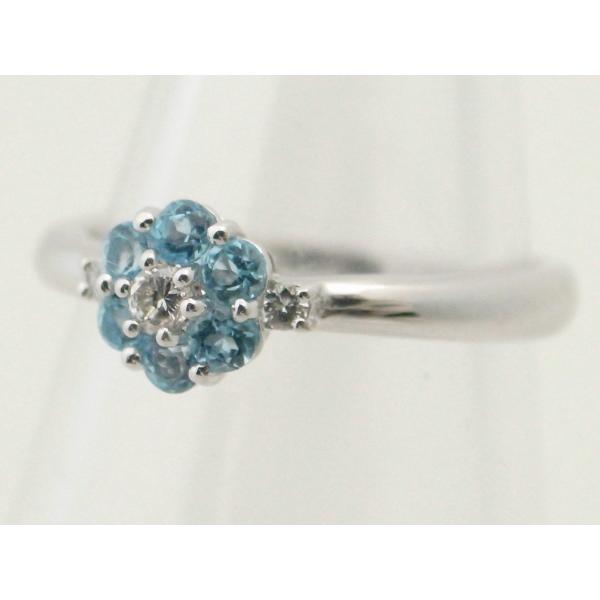 STAR JEWELRY Ladies' Ring featuring Blue Stone and Diamond, Size 10, K18WG White Gold [Pre-owned] in Great Condition