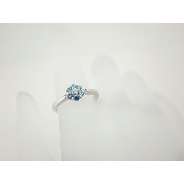 STAR JEWELRY Ladies' Ring featuring Blue Stone and Diamond, Size 10, K18WG White Gold [Pre-owned] in Great Condition