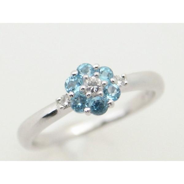 STAR JEWELRY Ladies' Ring featuring Blue Stone and Diamond, Size 10, K18WG White Gold [Pre-owned] in Great Condition