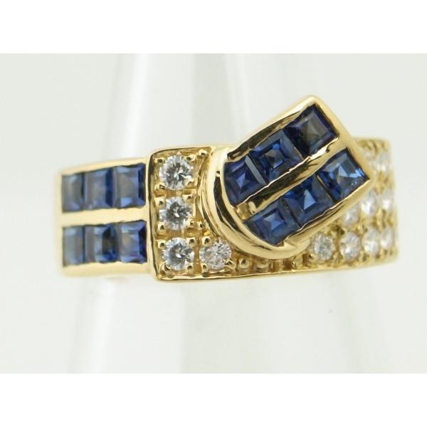 Aquascutum Women's Sapphire Diamond Ring, 8.5 size, in K18 Gold -Statement of Luxury