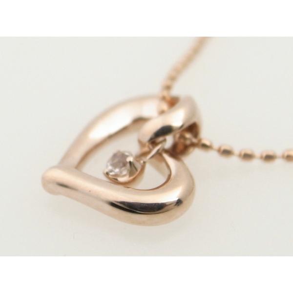 4°C Cubic Zirconia Heart-Motif Necklace, K10PG (10K Pink Gold), Women's, Pre-owned in Great Condition