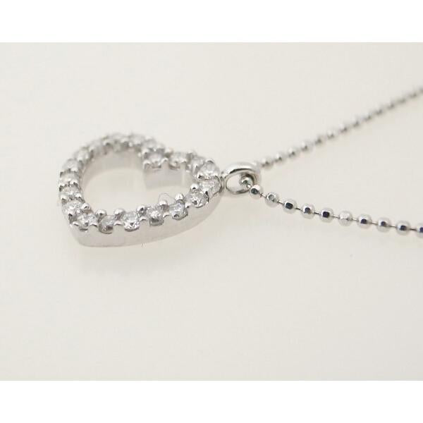 4℃ Heart Motif Diamond Necklace, Ladies, K18 White Gold, 4℃ Pre-owned in Great Condition