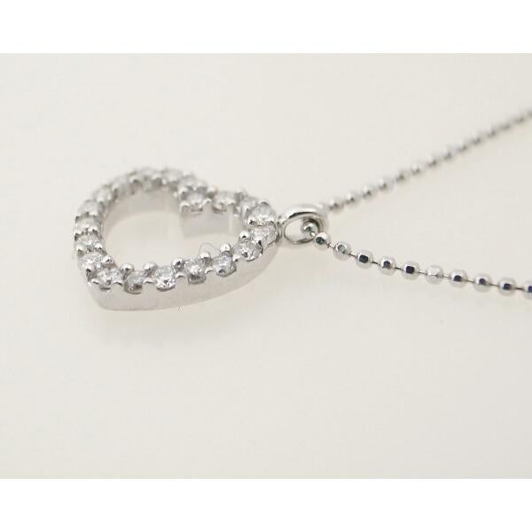 4℃ Heart Motif Diamond Necklace, Ladies, K18 White Gold, 4℃ Pre-owned