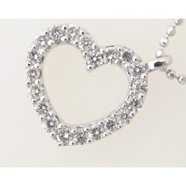 4℃ Heart Motif Diamond Necklace, Ladies, K18 White Gold, 4℃ Pre-owned in Great Condition