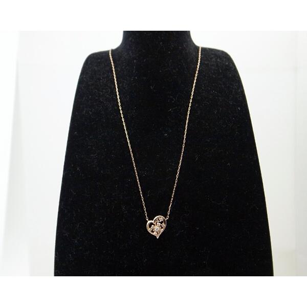 4℃ Diamond Heart Pendant Necklace in K10 Pink Gold for Women, Preloved in Great Condition