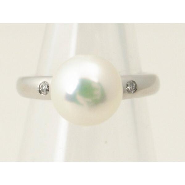 Pearl & Diamond Ring in Platinum PT900, Size 10, Ladies' - Preloved