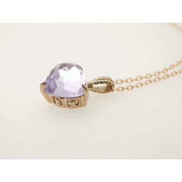 Ete Heart Motif Amethyst Necklace, K18PG - K18 Pink Gold/Amethyst, Women's, Ete [used] in Great Condition