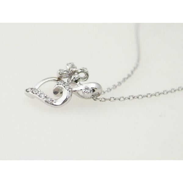 "Vandome Aoyama Heart & Flower Diamond Necklace, K18 White Gold & Diamond, Silver for Women [Preowned]"
