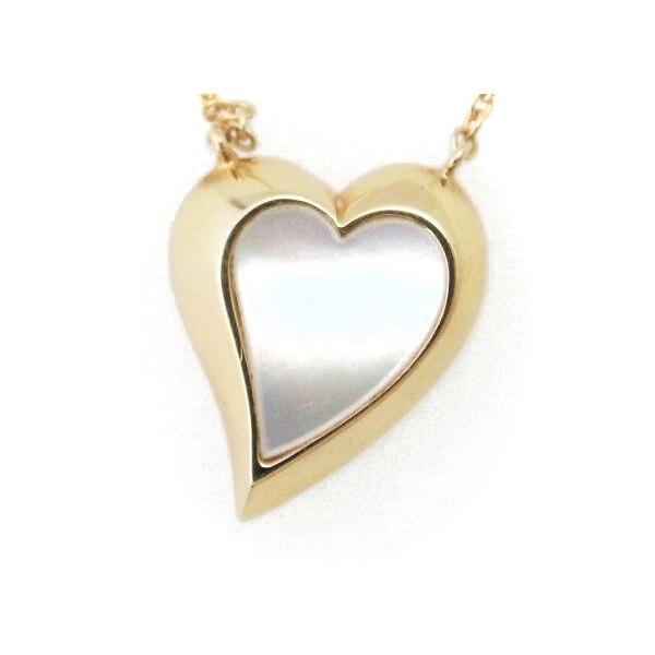 Star Jewelry Shell Heart Necklace, K18 Yellow Gold for Women in Very Good Condition