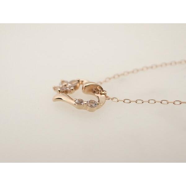 Pre-owned 4℃ Women's Necklace with White Stone on K10 Pink Gold