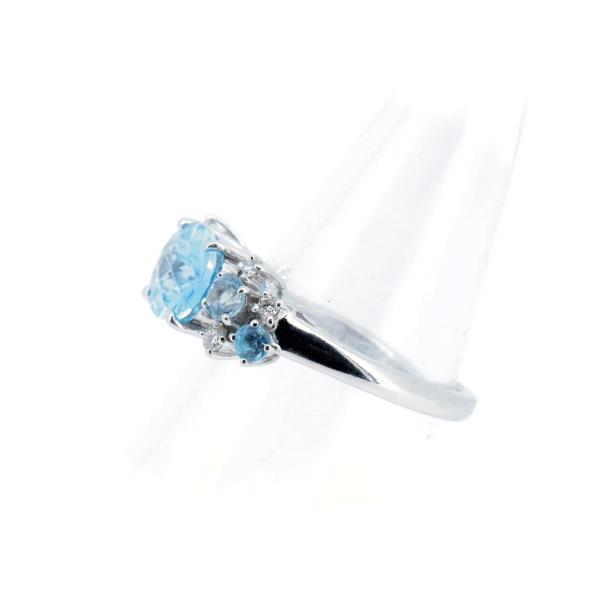 HANA Blue Topaz Diamond Ring 1.77ct, Size 11.5 in K18 White Gold for Women (Pre-owned) in Great Condition