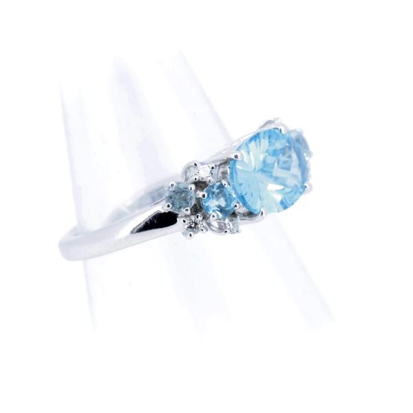 HANA Blue Topaz Diamond Ring 1.77ct, Size 11.5 in K18 White Gold for Women (Pre-owned) in Great Condition