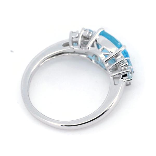 HANA Blue Topaz Diamond Ring 1.77ct, Size 11.5 in K18 White Gold for Women (Pre-owned) in Great Condition