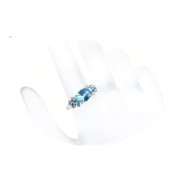 HANA Blue Topaz Diamond Ring 1.77ct, Size 11.5 in K18 White Gold for Women (Pre-owned) in Great Condition