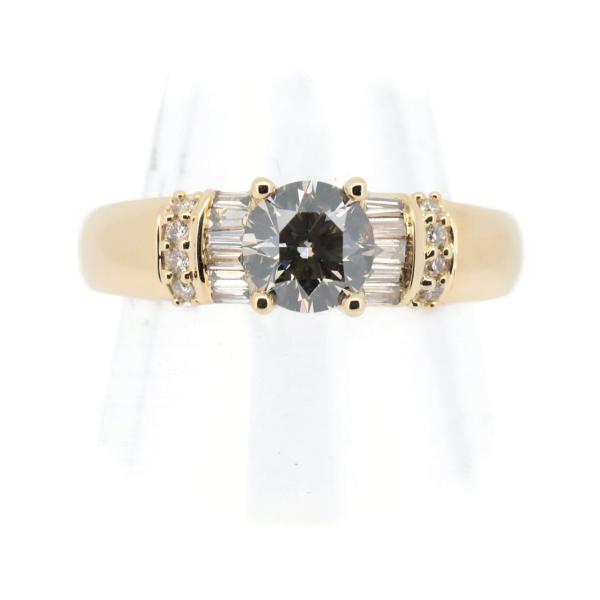 [LuxUness]  Brown Diamond Ring, 0.64ct & 0.16ct Diamonds, Size 8, K18 Yellow Gold, Gold for Women in Excellent condition